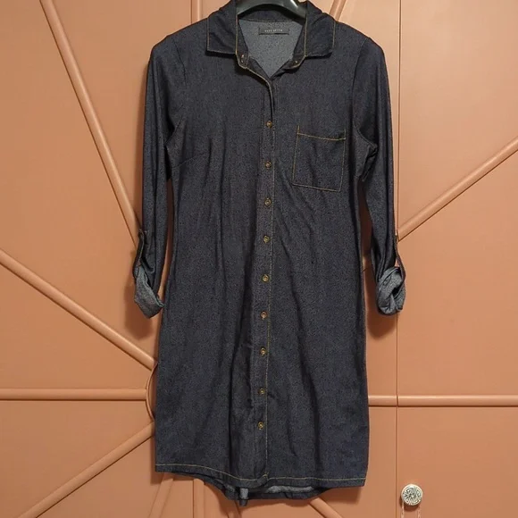 Suzy Shier | Dresses | 32 Suzy Shier Button Up Shirt Dress Faux Denim M |  Poshmark